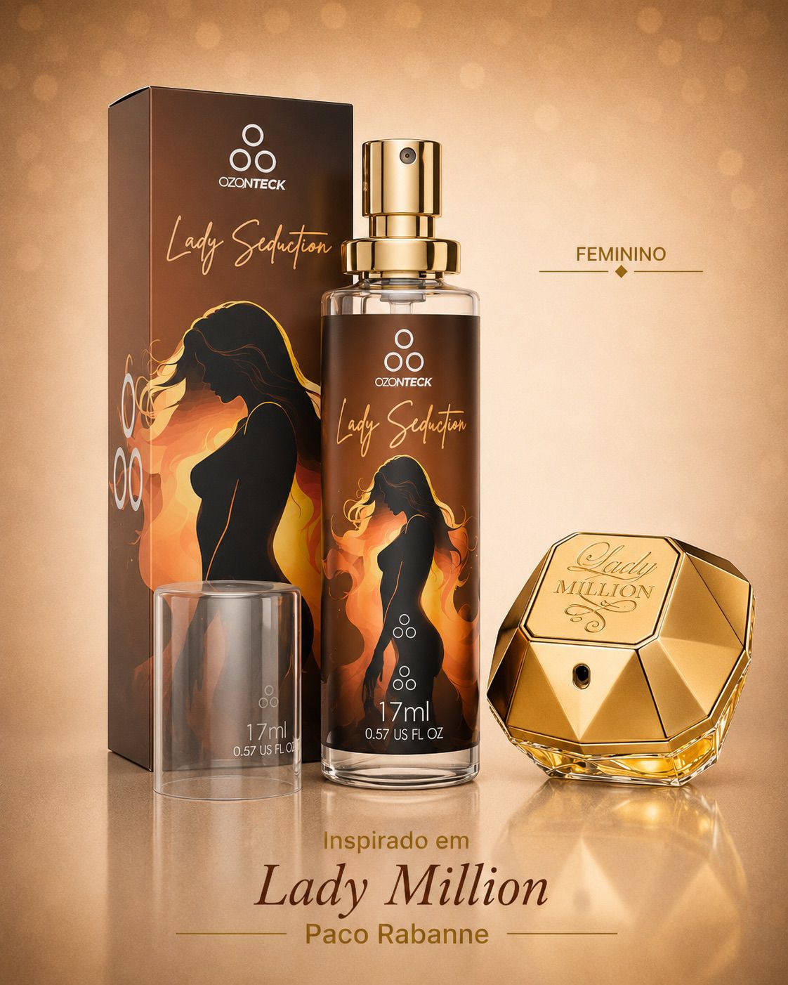 Perfume Feminino Lady Seduction Ozonteck 17ml
